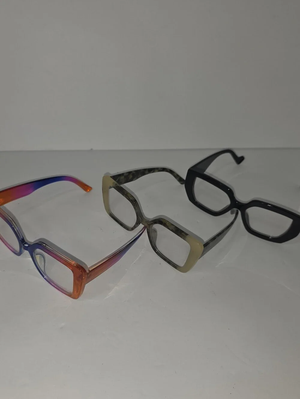Y2K Rectangle Eyeglass Frames Bundle | 3 Pairs | Colorful, Tortoise & Black